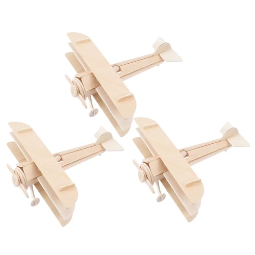 Hohopeti 3 Stück Teiliges DIY Holzflugzeug Modellbauset für Jahre Bemalbares Holzflugzeug Bastelset Hand Auge koordination und Kreativem Lernen Geschenk von Hohopeti