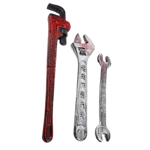 Hohopeti 3 Stück Teiliges Halloween Schraubenschlüssel Deko aus Kunststoff Realistische Cosplay Werkzeuge Leicht und Robust für Halloween Party Bühnenauftritte und Gruselige Kostüm von Hohopeti