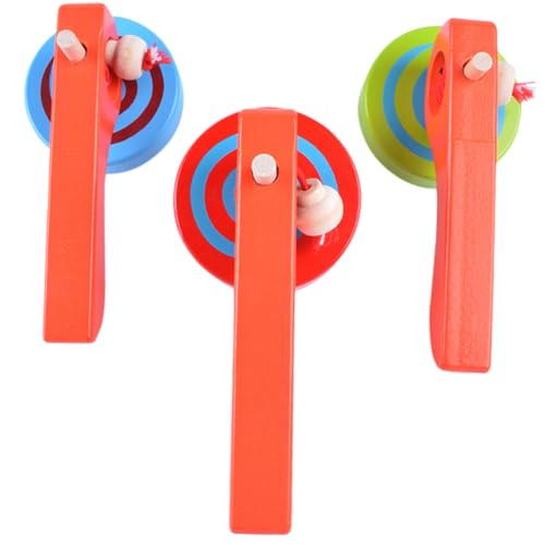 Hohopeti 3 Stück Teiliges Holz gyroskop Griff und Zugfaden Pädagogisches Kleinkindspielzeug Hand Auge koordination Leicht Tragbar Buntes Traditionelles Holzspielzeug Zufällige Farbe von Hohopeti