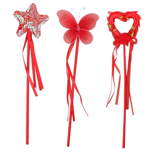 Hohopeti 3 Stück Teiliges Mädchen Zauberstäbe mit Herz Pentagramm und Schmetterling Rote Farben Sichere Sticks für Geburtstagsparty Cosplay und Themenfeier Hohopeti 3 Stück Teiliges Mädchen Zauberstäbe mit Herz Pentagramm und Schmetterling Rote Farben Sichere Sticks für Geburtstagsparty Cosplay und Themenfeier von Hohopeti
