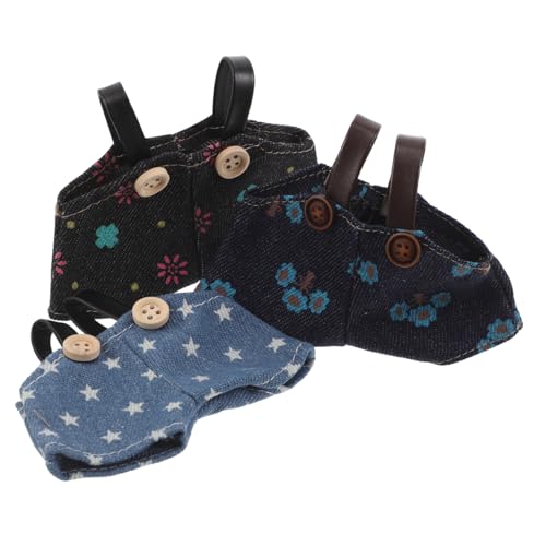 Hohopeti 3 Stück Teiliges Puppen-Latzhosen Weichem Kinderfreundlichem Stoff Bequeme Modische Denim-Overalls mit Süßen Mustern DIY Spielzeugkleidung für Kuscheltiere und Plüschbären zum von Hohopeti