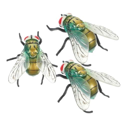 Hohopeti 3 Stück Teiliges Realistische Fliegenfiguren aus Kunststoff Lebensechte Große Insektenmodelle Stabile Ausführung Naturgetreue Details als Halloween-Dekoration und Lernspielzeug von Hohopeti