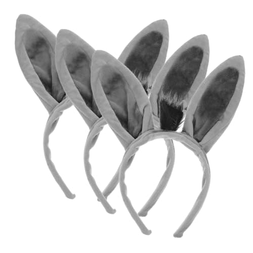 Hohopeti 3 Stück Tier-esel-ohr-stirnbänder, Plüsch-esel-ohr-haarreifen, Zootier-kostüm-stirnband, Plüsch-tier-haarreifen Für Tierparty, Cosplay, Grau von Hohopeti