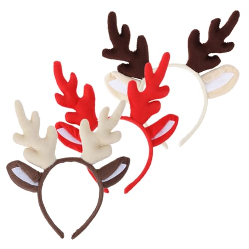 Hohopeti 3 Stück Weihnachtliches Rentiergeweih Stirnband Teiliges mit Weichen Leichten Hirschgeweihen und Ohren Festliches Kopfschmuck für Damen Cosplay Party Bühnenauftritt und von Hohopeti