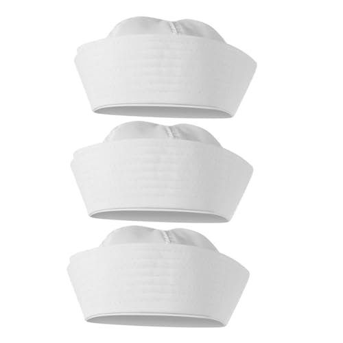 Hohopeti 3 Stück Weiße Kapitänsmützen mit Rundem Oberteil und Aufgerolltem Klassische Matrosenmützen für Männer und Frauen Vintage Stil für Feiern Partys und Fotoshootings von Hohopeti