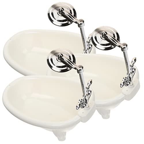 Hohopeti 3 Stücke Haus Badewanne Decor Mini Möbel Miniatur Bad Zubehör Puppe Modell von Hohopeti
