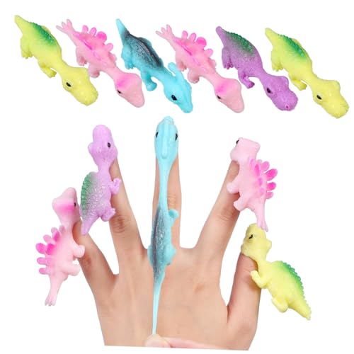 Hohopeti 30 Stück Teiliges Dinosaurier Fingerspielzeug Elastische Fliegende Finger Tiere in Bunten Farben Verschiedene Designs als Party mitgebsel für Kindergeburtstag und Spielspaß von Hohopeti