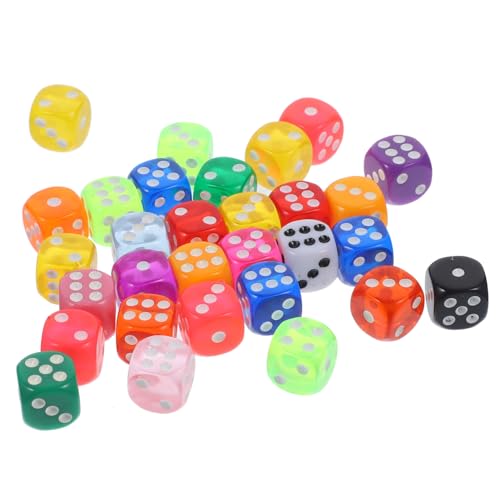 Hohopeti 30 Stück Teiliges Transparente Resin Würfel Bunte Party Spielwürfel Langlebige Spielwürfel Zubehör für Brettspiele Lernspiele und Gesellige Anlässe von Hohopeti