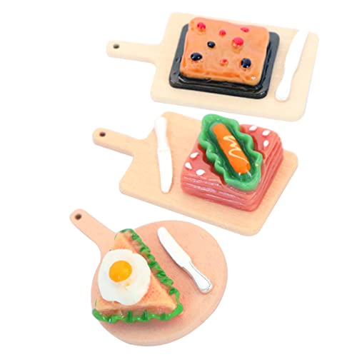 Hohopeti 3st Miniatur-Lebensmittel- Und Spielmodell Miniatur-frühstücksset Miniatur-Sandwich Mini-spielfutter Miniatur-puppenhausessen Mini-Pizza Harz Ob1 Kind Essen Spielen von Hohopeti