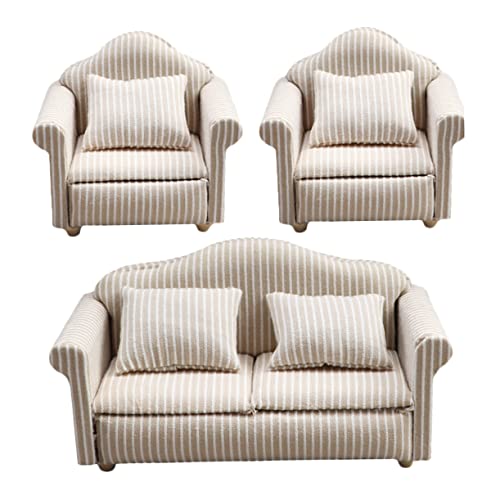 Hohopeti 3st Puppenstubensofa 1 Puppenhausmöbel Im Maßstab 24 Puppenhaus Möbel Couch Minisofa Mit Kissen Couch Sofa Mini-puppenhaus-möbeldekoration Mini-Sofa Kleine Möbel Baumwolle Miniatur von Hohopeti