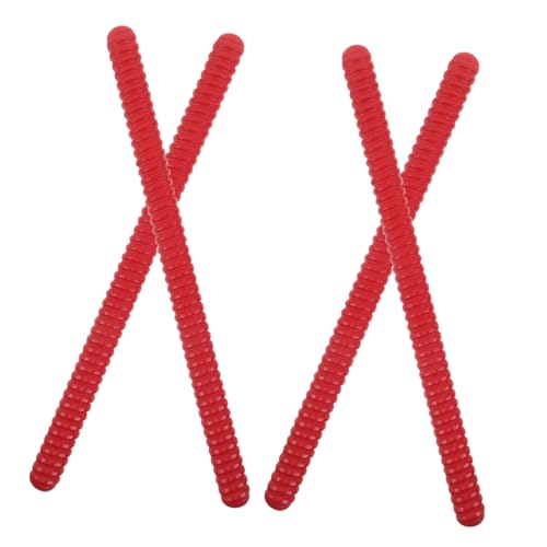Hohopeti 4 . Teiliges Holz Rhythmusstöcke für Spiralförmige Lummi Sticks Sicheres Langlebiges Percussion-Instrument in Rot für Musikunterricht und Spielerisches Lernen von Hohopeti