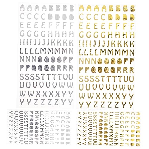 Hohopeti Alphabet-Aufkleber Für Scrapbooking 4 Blätter Kompakte Selbstklebende Buchstaben-Aufkleber Dekorationen von Hohopeti