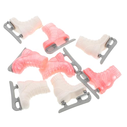 Hohopeti 4 Paare Mini Rollschuhe Puppen Rollschuhe aus Robustem Kunststoff Realistische Puppenhaus Deko DIY Zubehör für Puppenkostüme in Weiß von Hohopeti