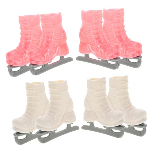 Hohopeti 4 Paare Mini Rollschuhe Puppenzubehör Realistische DIY Dekorative Rollschuhe für Puppenhaus Kreatives Bastelset Weiß von Hohopeti