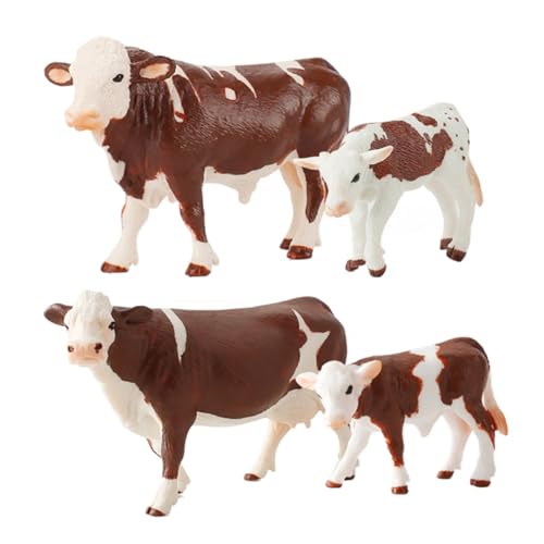 Hohopeti 4 STÜCKE Teiliges Realistische Kuh Modelle Kindgerechtes und Dekorative Bauernhoftiere Pädagogisches Lernspielzeug für Detailreiche Simulation und Langlebiges Material von Hohopeti