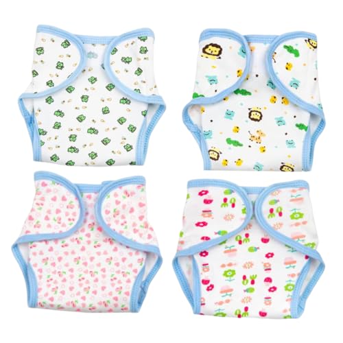 Hohopeti 4 STÜCKE Wiederverwendbare Puppenwindeln Verstellbare Puppenunterwäsche für Rollenspiele Verschiedenen Mustern und Farben Geeignet für Babypuppen Aller von Hohopeti