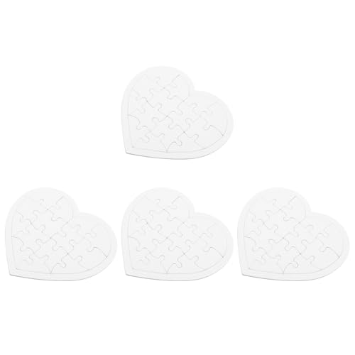 Hohopeti 4 Sätze Herzförmige Blanko Puzzle zum Bemalen DIY Bastelpapier Feinmotorik Kreativität Denken Geschenk Einladungsspiel Zubehör von Hohopeti
