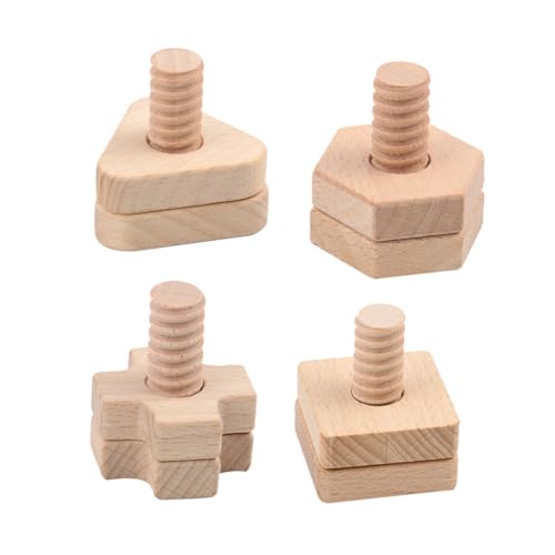 Hohopeti 4 Sätze Holzschrauben Teiliges Schrauben Match Lernspielzeug aus Natürlichem Holz Glatte Oberflächen Fördert Hand Auge Koordination und Motorische Fähigkeiten für Kleinkinder von Hohopeti