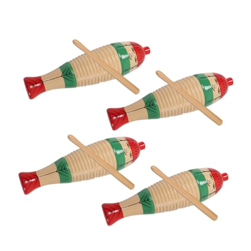 Hohopeti 4 Sätze Teiliges Holz Percussion mit Guiro und Rhythmus Sticks Stabiles Kinderinstrument für Kleinkinder Fördert Kreativität und Motorische Fähigkeiten Kindersicheres Handgerechtes von Hohopeti