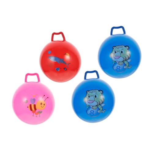 Hohopeti 4 Stück Aufblasbare Kinderbälle mit Griff Bouncy Balls Cartoon Muster Sichere Spielbälle für Mädchen Jungen Gartenspiele und Wurfballspaß von Hohopeti