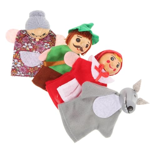 Hohopeti 4 Stück Fingerpuppen Set Teiliges Holzspielzeug für Pädagogische Handpuppen für Geschichtenerzählen und Rollenspiele für Eltern Junge Mädchen Interaktion und Kreative von Hohopeti