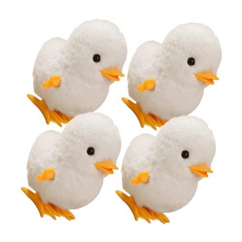 Hohopeti 4 Stück Hüpfendes Hühnerspielzeug Aufzieh Spielzeug Osterspielzeug Zum Aufziehen Lebensechte Plüschküken Tierspielzeug Zum Aufziehen -Fuzzy-küken Geschenk Weiß Ente Kind von Hohopeti