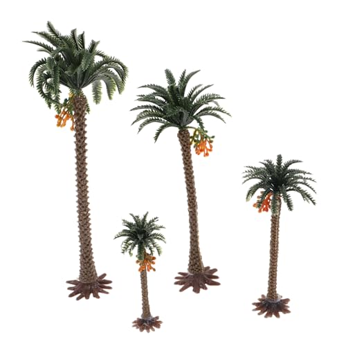 Hohopeti 4 Stück Miniatur Kokosnussbaum Modell Handbemalt Realistisch Detailliert Kleine Palmen für Landschaftsbau DIY Sandtisch Dekoration Modellbau von Hohopeti