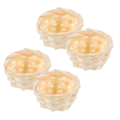 Hohopeti 4 Stück Miniature Handgewebte Bambuskörbe Teiliges für Mikroszenendekoration DIY Handwerk und Puppenhauszubehör Realistische Details und Tragbar für Kreative Projekte von Hohopeti