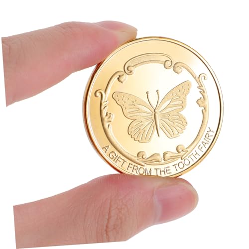 Hohopeti 4 Stück Münzen aus Hochwertiger Legierung Dekorative und Langlebige Zahngold Münzen als Sammel Belohnungsgeschenk für Jungen und Mädchen zum Zahnwechsel und Kindergeburtstag von Hohopeti