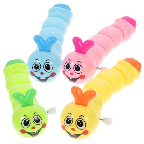 Hohopeti 4 Stück Teiliges Aufzieh Cartoon Spielmechanismus Bunte Bewegliche Raupe für Kleinkinder zur Hand-Auge-koordination Zufällige Farbe von Hohopeti
