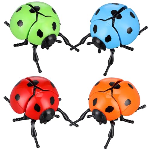 Hohopeti 4 Stück Teiliges Aufziehspielzeug Bunte Wind Up Tierfiguren aus Kunststoff Realistische Laufbewegung Lebendige Farben Geburtstagsgeschenk und Party Mitbringsel von Hohopeti