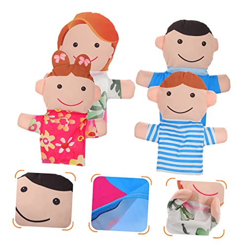 Hohopeti 4 Stück Teiliges Familien Handpuppen Set aus Leichtem Stoff mit Großem Mund Geeignet für Erwachsene für Theater Rollenspiele Geburtstags von Hohopeti