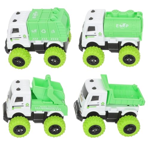 Hohopeti 4 Stück Teiliges Friktions müllfahrzeug spielset für Robustes Kunststoffmodell Sicher für Kleine Hände Praktisches Lernspielzeug für Jungen und Mädchen als Geschenk von Hohopeti