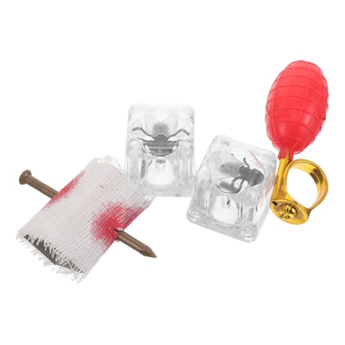 Hohopeti 4 Stück Teiliges Halloween Prank Set mit Wassersprühring Täuschend Echt Wirkendem Fingernagel Realistischen Eiswürfeln und Insekten für Lustige Streiche bei Kinderpartys und Hohopeti 4 Stück Teiliges Halloween Prank Set mit Wassersprühring Täuschend Echt Wirkendem Fingernagel Realistischen Eiswürfeln und Insekten für Lustige Streiche bei Kinderpartys und von Hohopeti