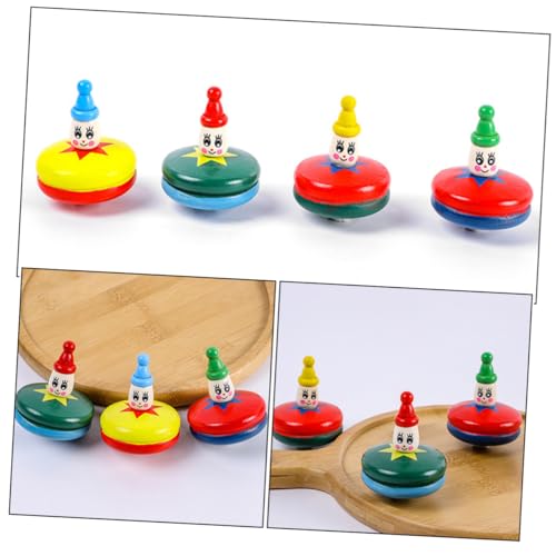 Hohopeti 4 Stück Teiliges Holz Bunte Manuelle Gyroskop Spielzeuge für Partygeschenke Langlebig Sicher Pädagogisch Geeignet von Hohopeti