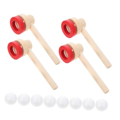 Hohopeti 4 Stück Teiliges Holzspielzeug Schwimmende Balance bälle zum Pusten für Erwachsene Vielseitig für Therapie und Gruppenspiele Fördert Kognitive Entwicklung und Teamwork von Hohopeti