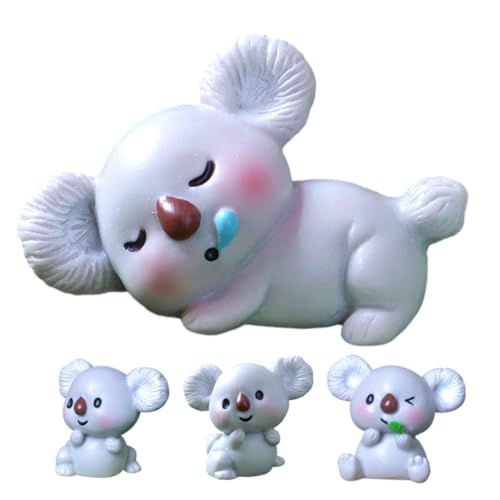 Hohopeti 4 Stück Teiliges Koala Miniatur aus Langlebigem Harz Niedliche Kleine Tierfiguren mit Detailreicher Gestaltung Leichte Miniatur Dekoration für DIY Landschaften und Schreibtisch von Hohopeti