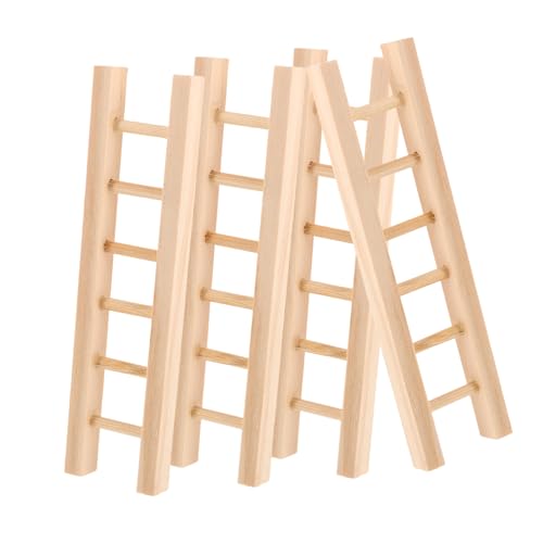 Hohopeti 4 Stück Teiliges Mini Holzleiter aus Holz Detailgetreue Miniatur Trittleiter für Puppenhaus Dekoration Vielseitiges DIY Bastelzubehör für Miniaturlandschaften und Fotorequisiten von Hohopeti