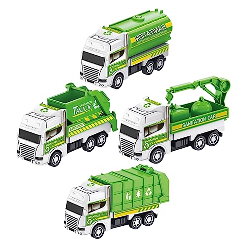 Hohopeti 4 Stück Teiliges Mini Müllwagen aus Robustem Reibungsbetrieben Kindgerecht und Sicher Fördert Feinmotorik und Kreativität für Kleinkinder und Jungen von Hohopeti