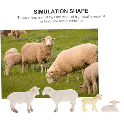 Hohopeti 4 Stück Teiliges Mini Schaf Tiermodell aus Langlebigem Material Pädagogisches Schafspielzeug Kreativität und Vorstellungskraft Realistische Tierfiguren für Wohnraumdekoration von Hohopeti