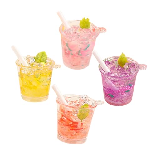 Hohopeti 4 Stück Teiliges Miniatur Getränke aus Resin Realistische Farblich Gemischte Dekorflaschen für Puppenhaus Küche und Esszimmer Langlebige Mini Haus Deko Detailgetreu und Praktisch von Hohopeti