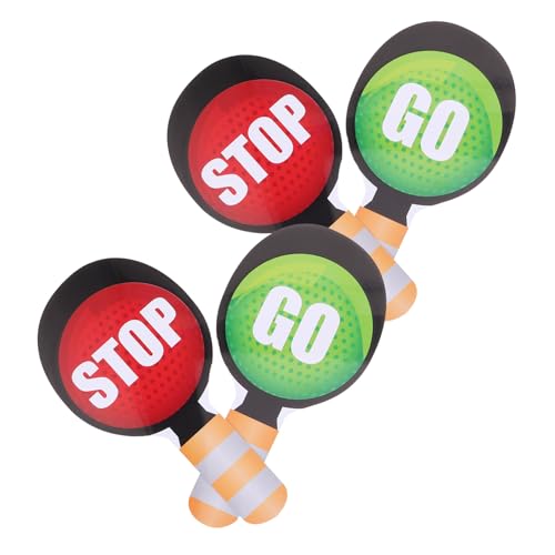 Hohopeti 4 Stück Teiliges Stoppschild Doppelseitige Handpaddel mit Rotem und Grünem Pädagogisches Verkehrszeichen Kindergarten Grundschulverkehrssicherheit von Hohopeti
