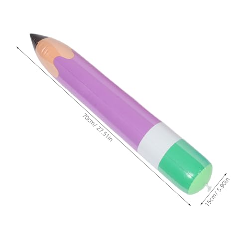 Hohopeti 4 Stück Teiliges Übergroße Aufblasbare PVC Bleistiftballons in Gelb Rot Violett Langlebige Wiederverwendbare Schulparty-dekoration für Einschulung Abschlussfeier Klassenzimmer von Hohopeti