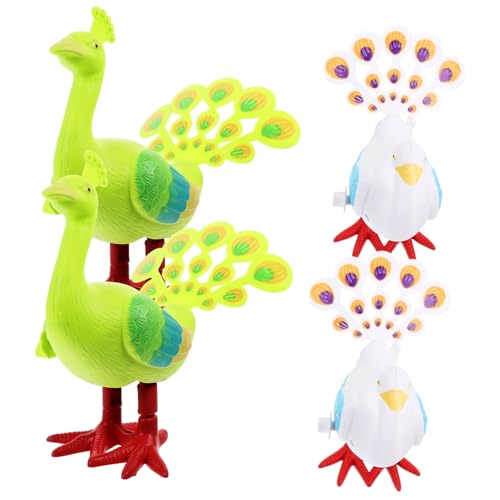 Hohopeti 4 Stück Teiliges Wind up Bunte Mechanische Pfaufiguren für Unterhaltsames Lernspielzeug Tragbar Robust und Langlebig für Junge Mädchen und Kleinkinder zum Krabbeln von Hohopeti
