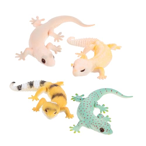 Hohopeti 4 Stück Tiermodell lernspiele Kinder Spielzeug für Kinder Tierstatuen-Dekor realistische Wilde Tiere Tierfiguren Simulation Tierfigur fest Ornamente schmücken Gecko Zubehör Plastik von Hohopeti