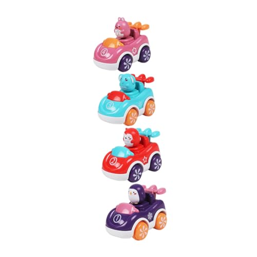 Hohopeti 4 Stück Trägheitsauto Kompaktes Tierauto Autospielzeug Zurückziehen Mini-Pullback-Auto Technisches Kinderauto Auto Kinderautospielzeug Pädagogisches Autospielzeug Plastik von Hohopeti
