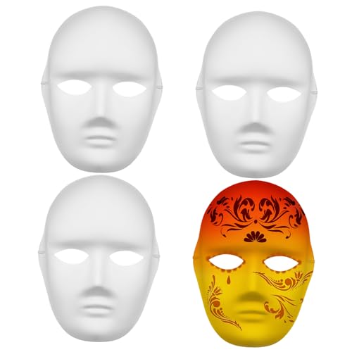 Hohopeti 4 Weiße Papiermasken zum Bemalen Unzerbrechlich Erwachsene DIY Kostüm Maske für Maskenbälle Halloween Karneval und Kreative Bastelprojekte Hohopeti 4 Weiße Papiermasken zum Bemalen Unzerbrechlich Erwachsene DIY Kostüm Maske für Maskenbälle Halloween Karneval und Kreative Bastelprojekte von Hohopeti
