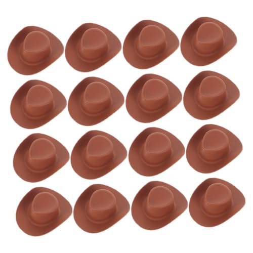 Hohopeti 40 Stück Mini Cowgirl Hüte aus Kunststoff Leichte Miniatur Puppenhüte für DIY Basteln Partydeko Puppenhaus Zubehör Braun Niedliche Winzige Hüte für Sammler von Hohopeti