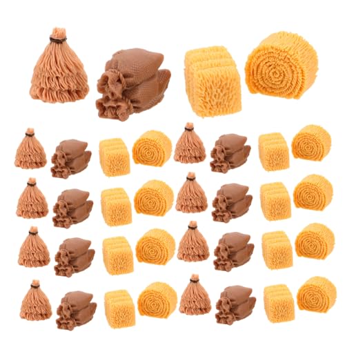 Hohopeti 40 Stück Miniatur Heuballen Realistische Bauernhof Deko Miniatur Heustapel Figuren für DIY Basteln Puppenhaus Zubehör Naturgetreue Strohbündel für Herbstdarstellung Kreative von Hohopeti