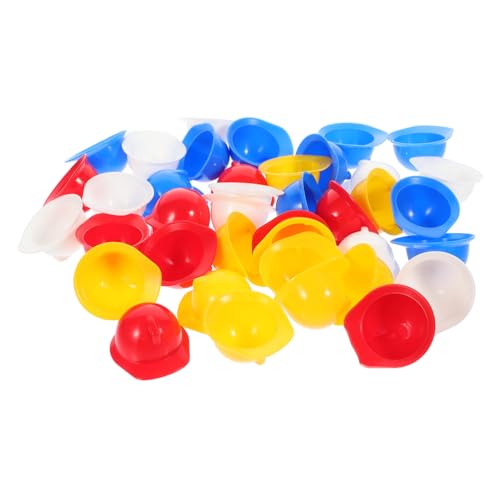Hohopeti 40 Stück Teiliges Mini Bauhelm aus Kunststoff Realistische Puppenhelme in Rot Blau Gelb und Weiß Vielseitige Dekoration für Puppen Haustiere und Kreative Bastelideen von Hohopeti